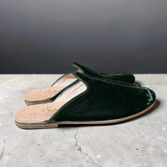 Sabah Palazzo Green Velvet Baba Slippers EU 44 US Men’s 10 US Women’s 11.5 - Picture 15 of 16